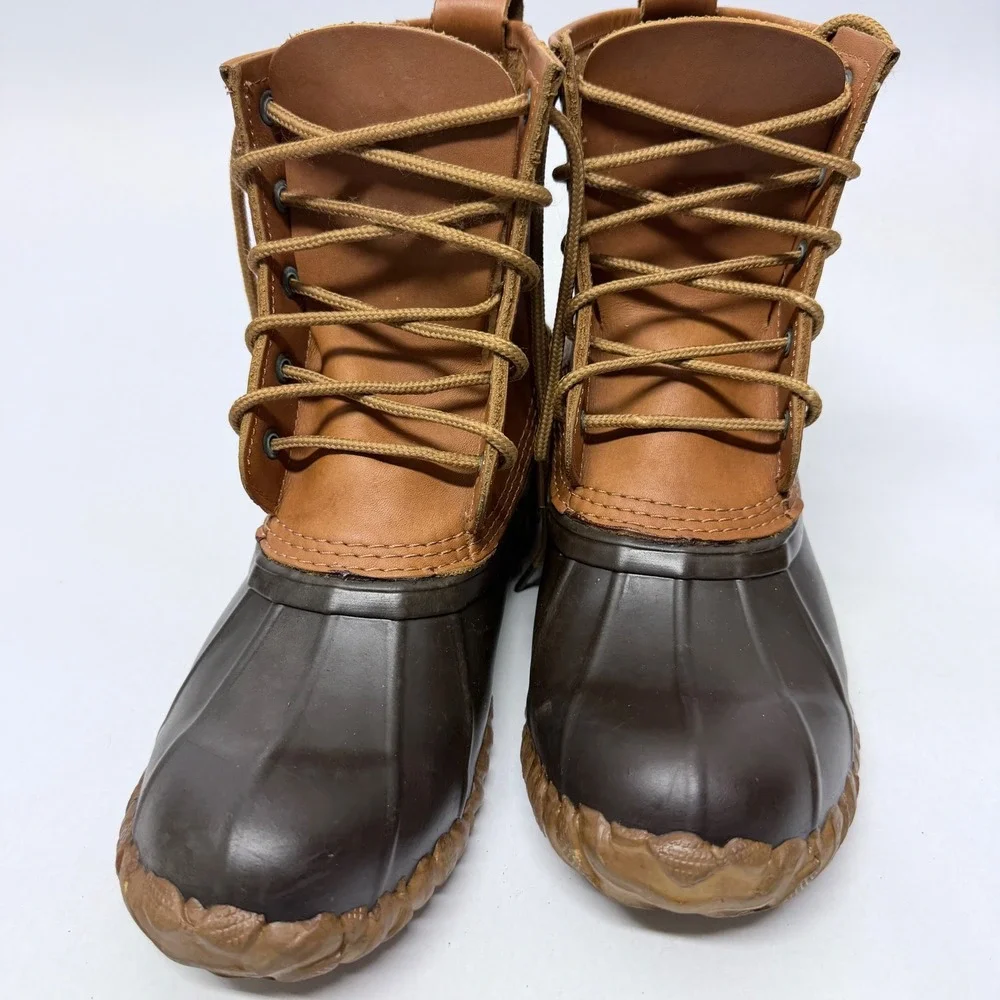 Cabelas  Mens Duck Boots Brown Tan Leather Waterproof Steel Shank Size 9